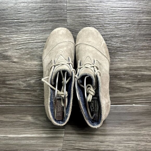 TOMS Desert Beige Suede Wedge Ankle Booties Women's Shoes Size‎ 4 - Picture 5 of 8